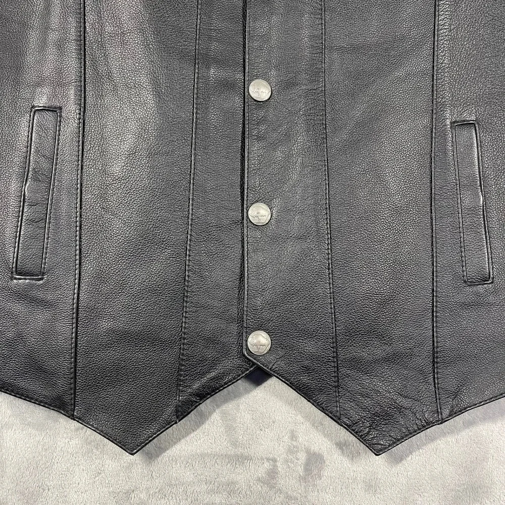 FMC by First Manufacturing Co Inc Mens Black Leather Vest Motorcycle Biker XXL‎